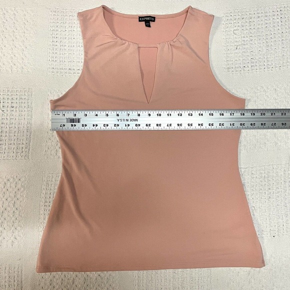 women’s EXPRESS peach blouse large keyhole front sleeveless T2 2875 - Picture 4 of 6